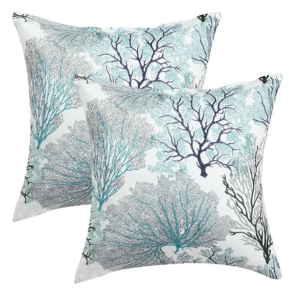 DUTRIEUX Plant Print Polyester Cushion Cover Set Of 2