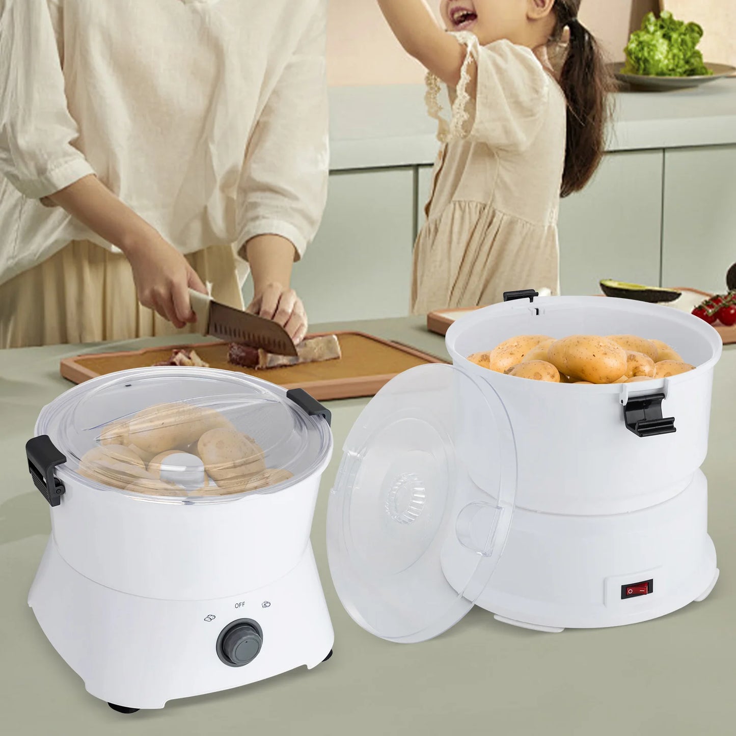 Cable 85W Electric Potato Peeler One Button Auto Spinner