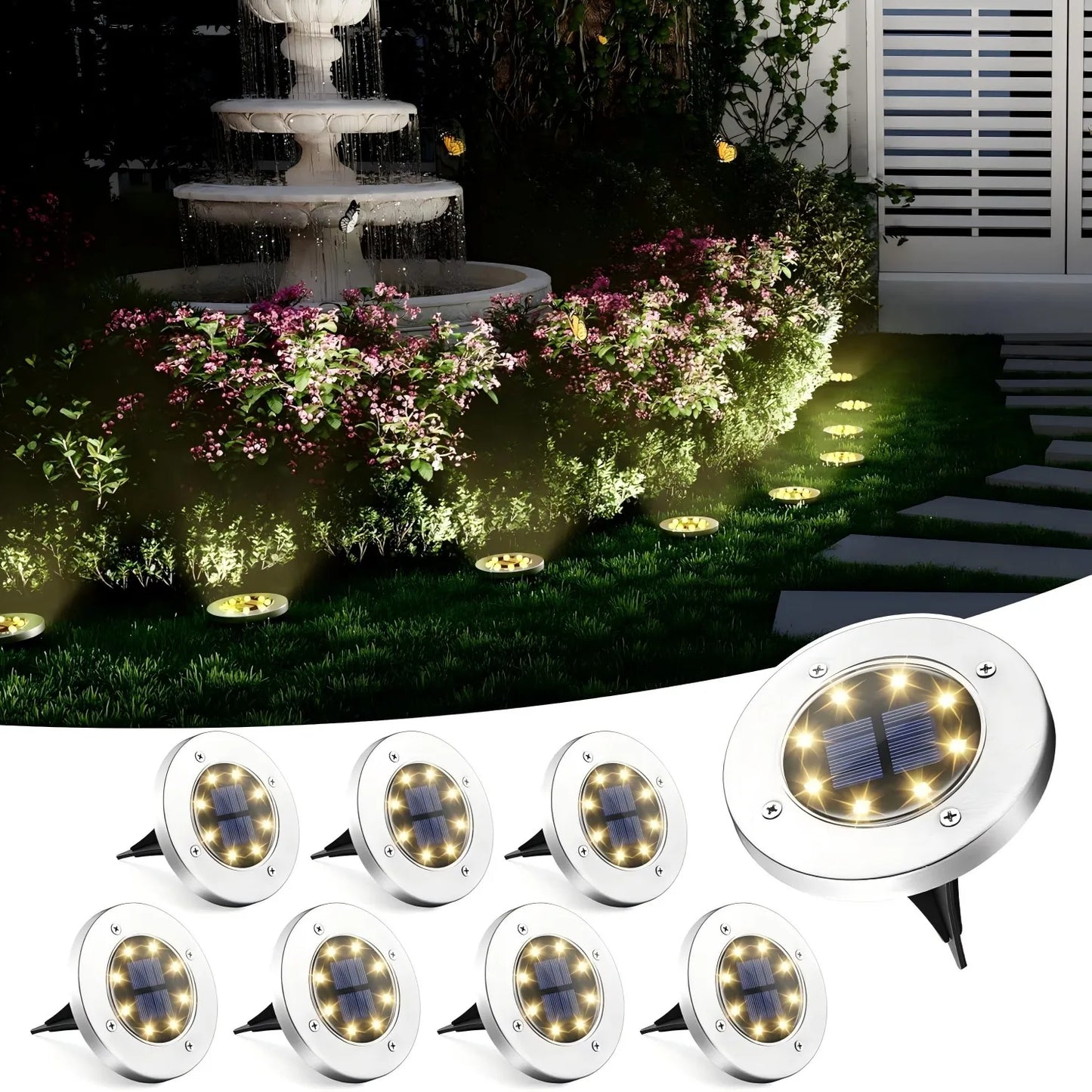 KPSTEK Solar Lights 8 LED Landscape Pathway Lighting