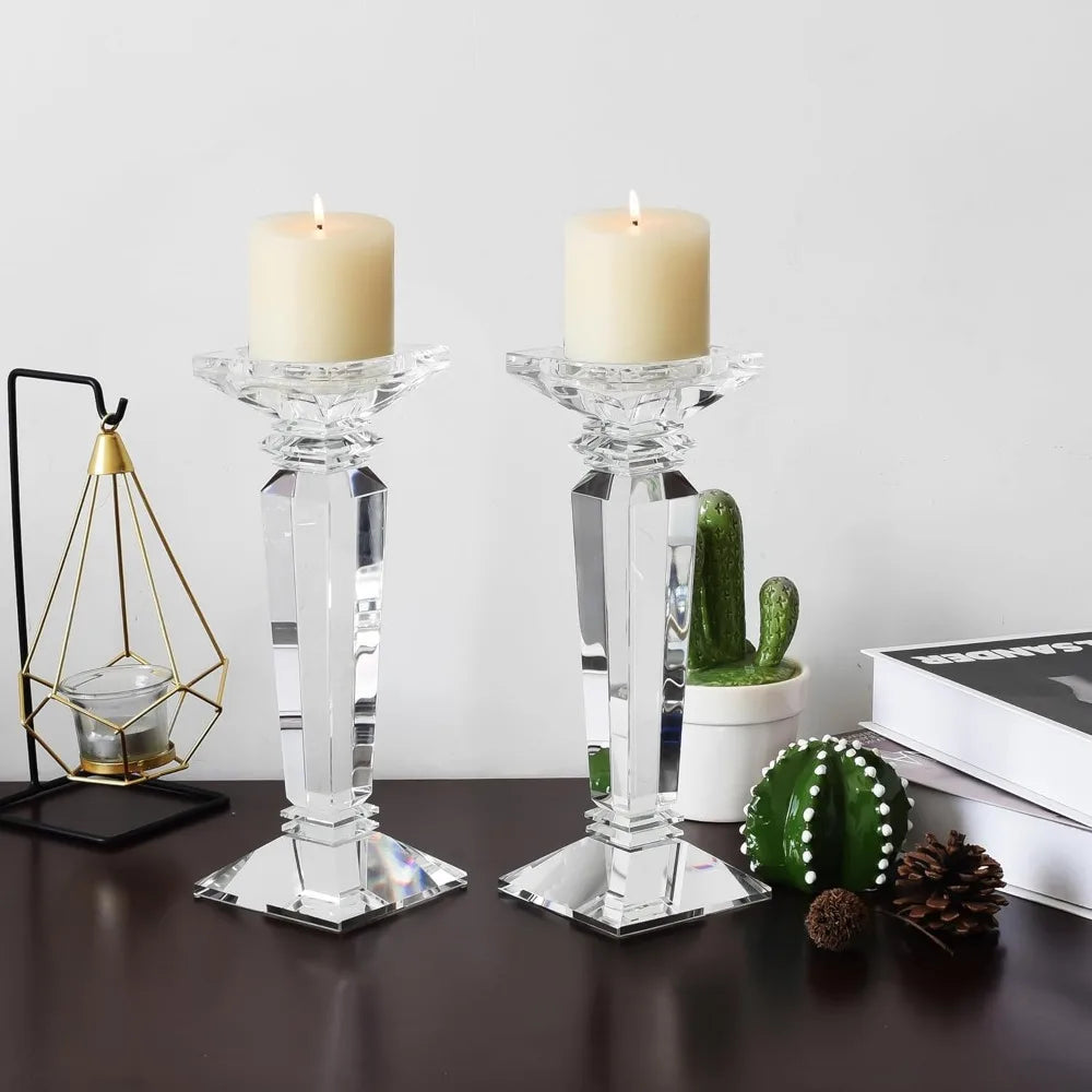 Crystal Candlestick Holders 2 Pack For Table Centerpieces Wedding Decor