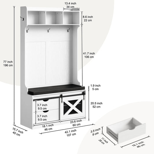 Redlife 6 In 1 Hall Tree With Storage Bench And Coat Rack