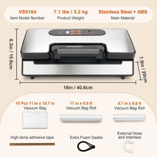 SucceBuy Vacuum Sealer Machine 90Kpa 130W For Food Packaging