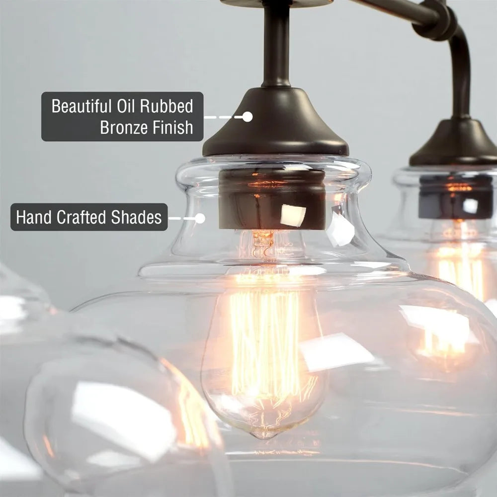 Harlow Modern Industrial Farmhouse 3 Light Kitchen Island