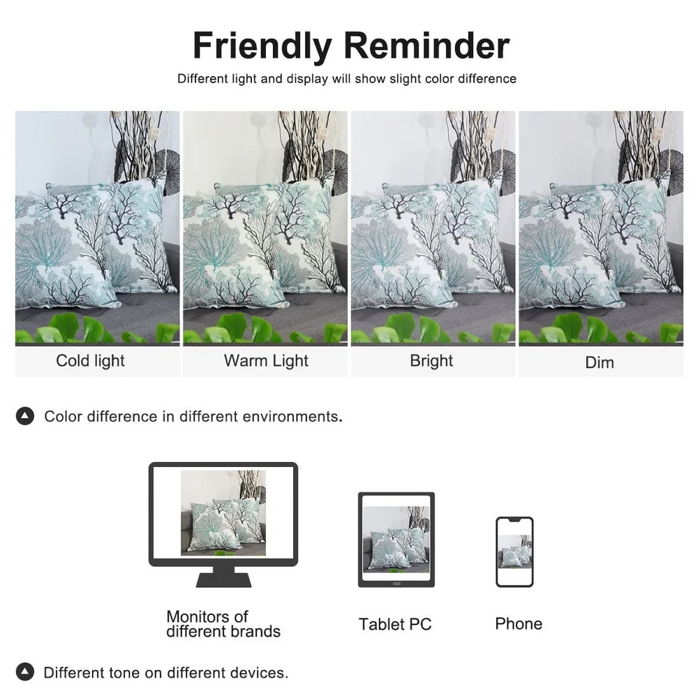 DUTRIEUX Plant Print Polyester Cushion Cover Set Of 2