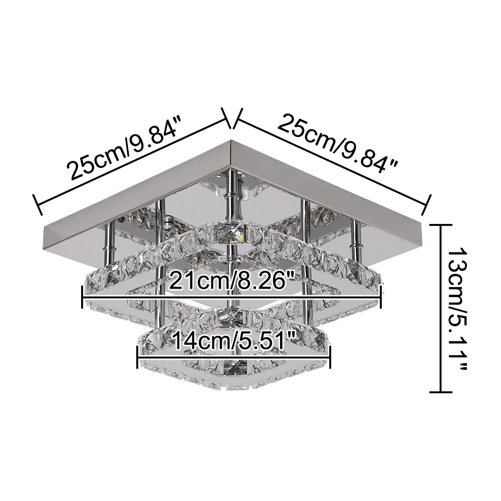 GreeLustr Crystal LED Flush Mount Ceiling Light For Kitchen Hallway