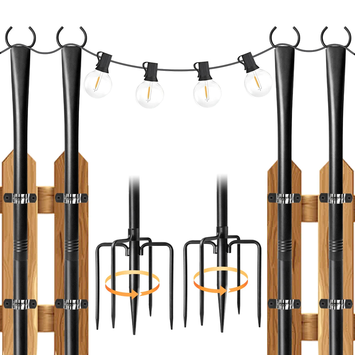 Aiopp Outdoor String Light Poles Adjustable Heavy Duty