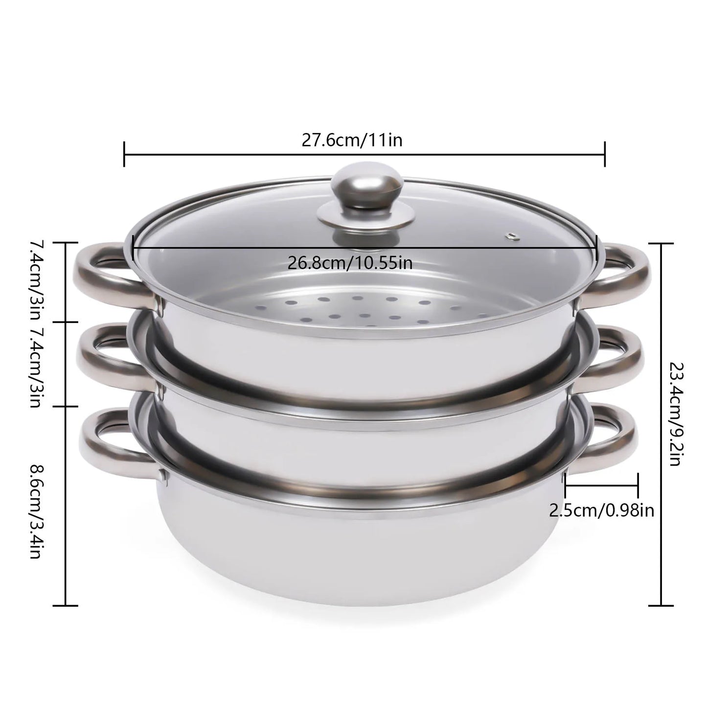 Hign-concerned Triple Layer Stainless Steamer Pot Lid