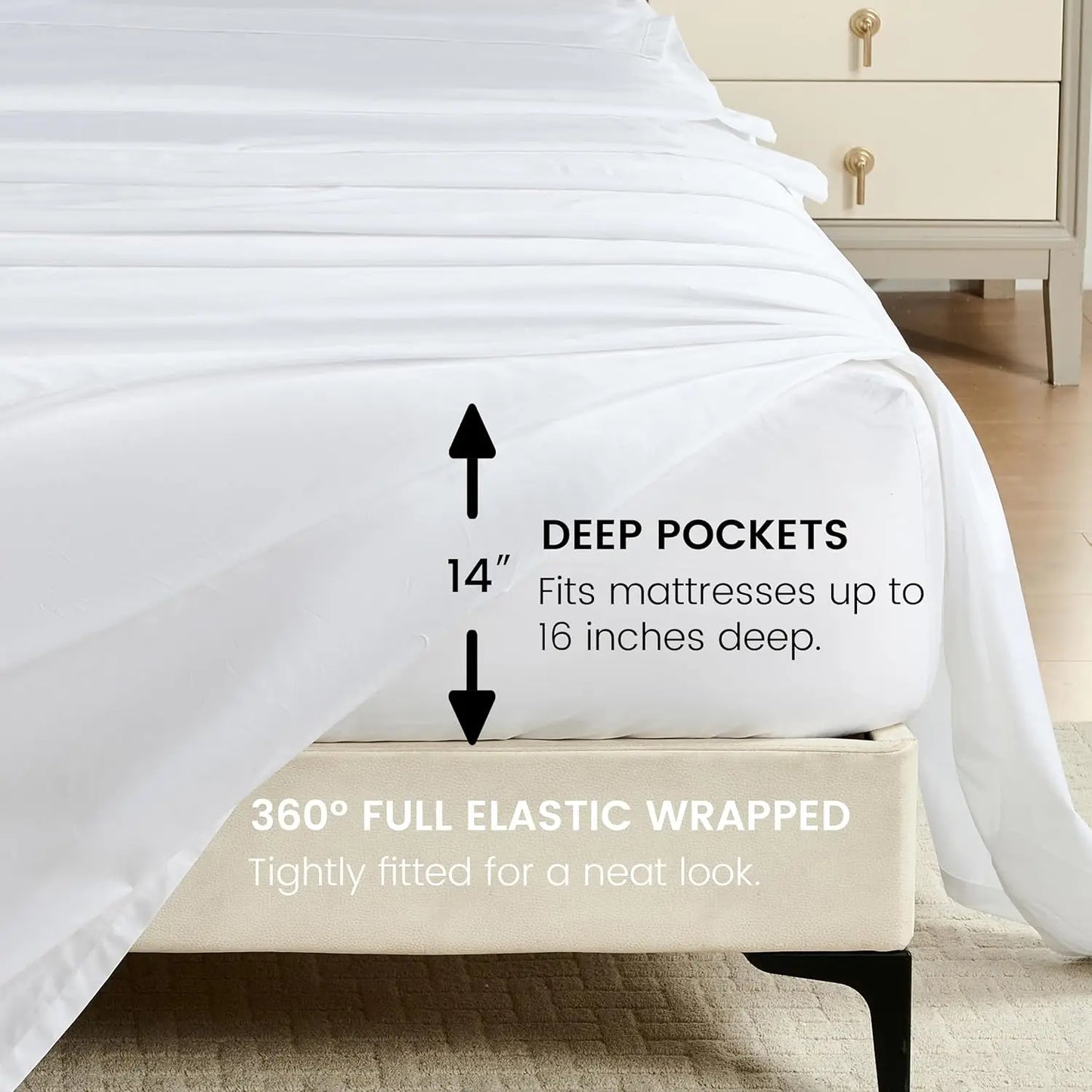 Simple&Opulence Egyptian Cotton Sheet Set 4 Piece Embroidered Sateen