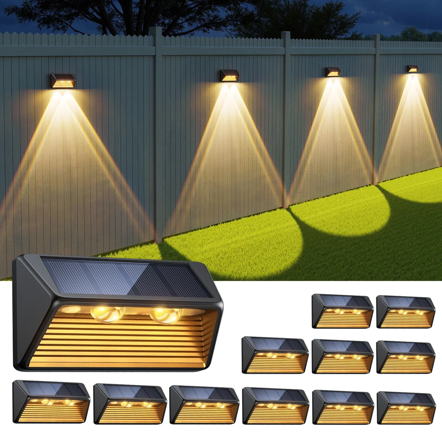 KPSTEK Solar Fence Step Lights For Walls Stairs Pools Led