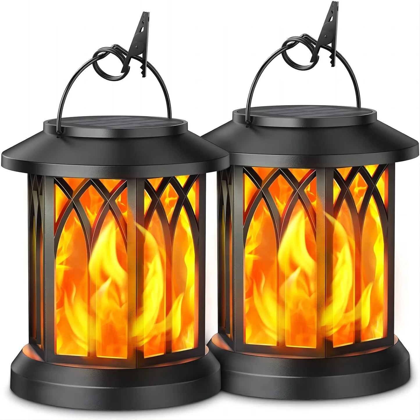 KPSTEK Flickering Flame Solar Lanterns 2 Pack Garden