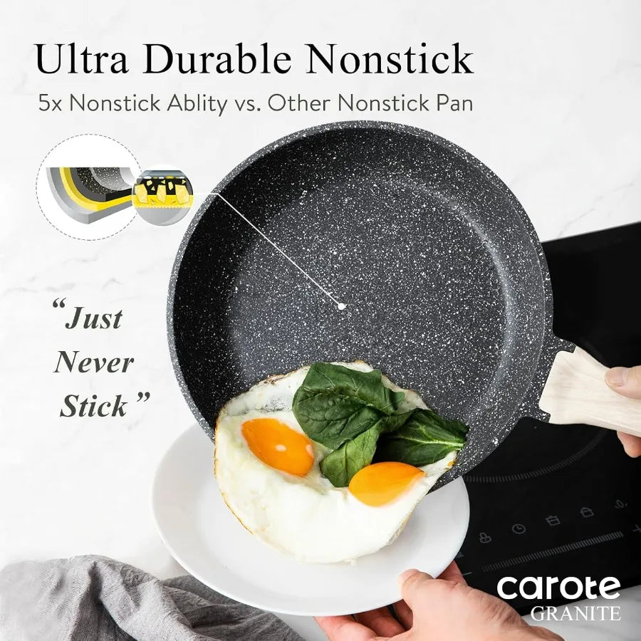 Nonstick 14Pcs Pots and Pans Set Induction Cookware Granite