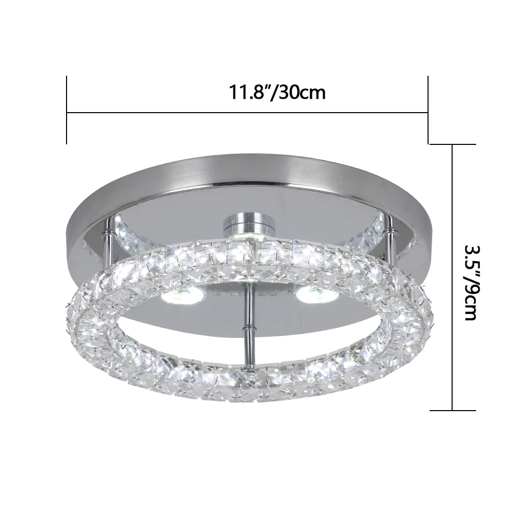 GreeLustr Crystal LED Flush Mount Ceiling Light For Kitchen Hallway