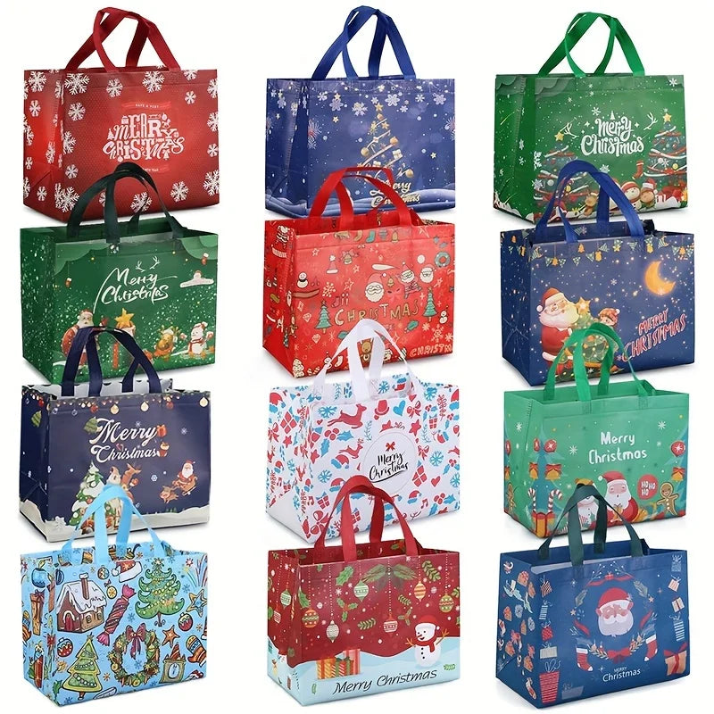 CN Zhejiang 48Pcs Christmas Nonwoven Reusable Tote Bags