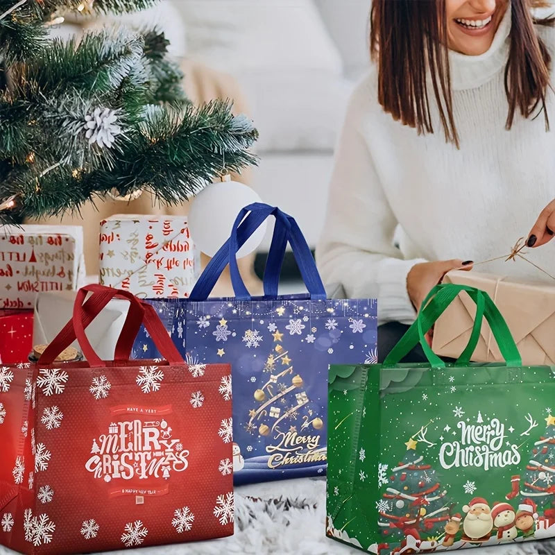 CN Zhejiang 48Pcs Christmas Nonwoven Reusable Tote Bags