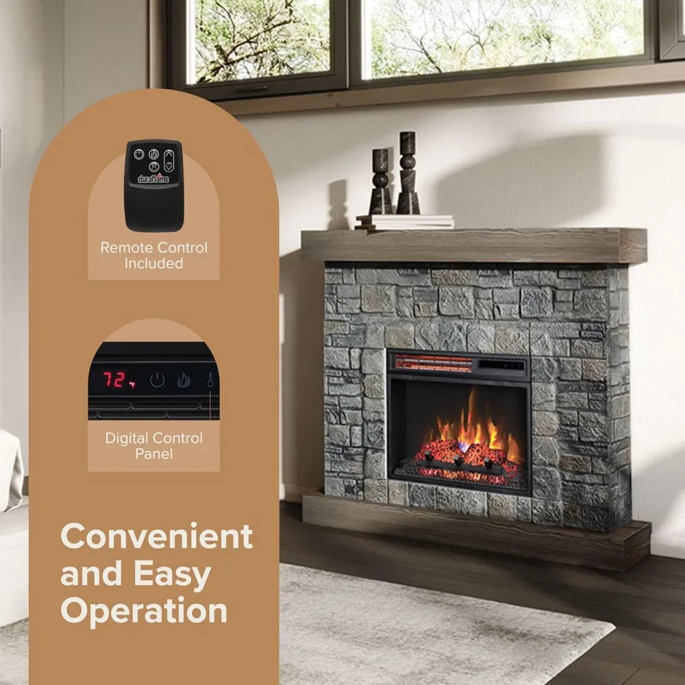 Electric Fireplace Mantel With Life Like Flames And Logs