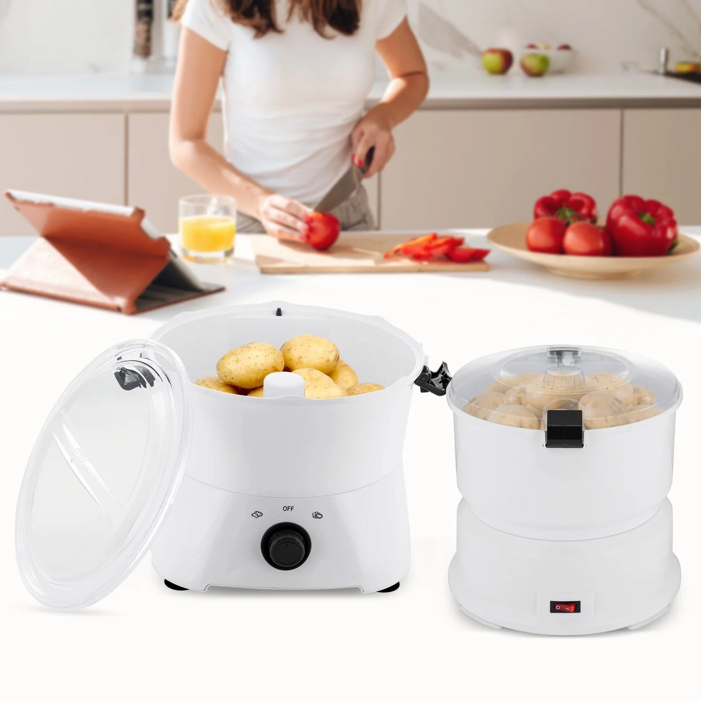 Cable 85W Electric Potato Peeler One Button Auto Spinner