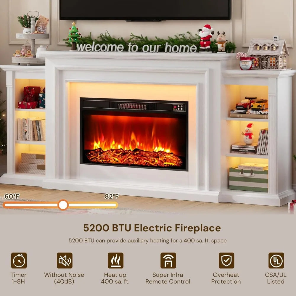 Electric Fireplace Entertainment Center With Mantel And Remote Control