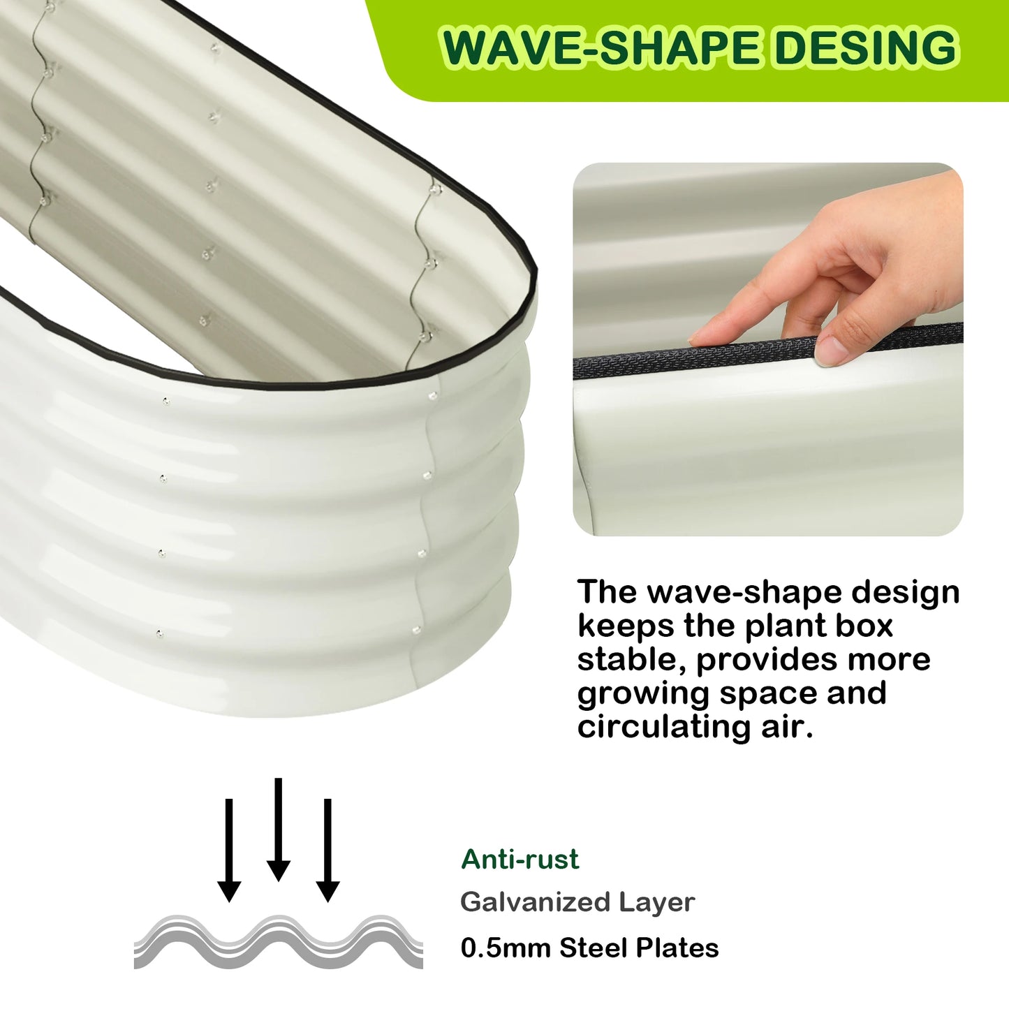 HiMISSH Oval Galvanized Raised Garden Bed Set Outdoor