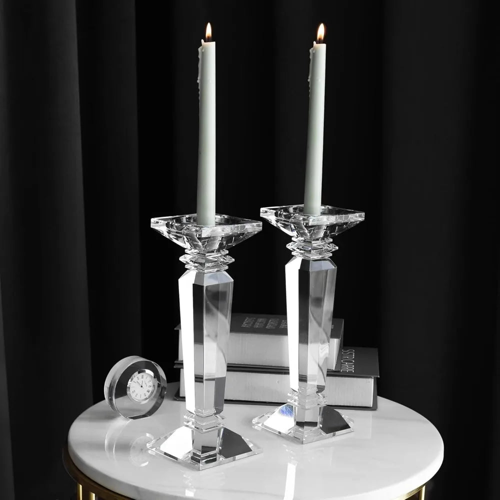 Crystal Candlestick Holders 2 Pack For Table Centerpieces Wedding Decor