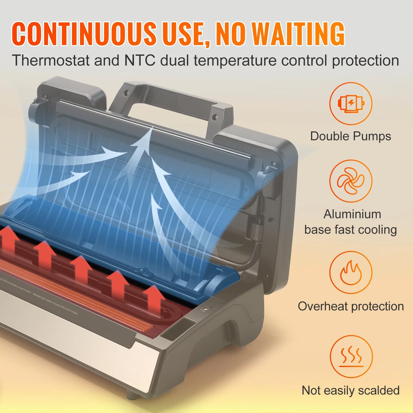 SucceBuy Vacuum Sealer Machine 90Kpa 130W For Food Packaging