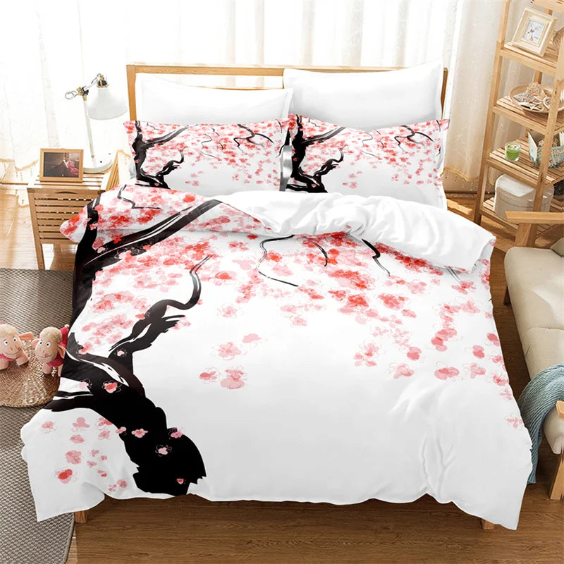 Jiangsu Plum Blossom Bedding Set Japanese Ink Duvet Cover
