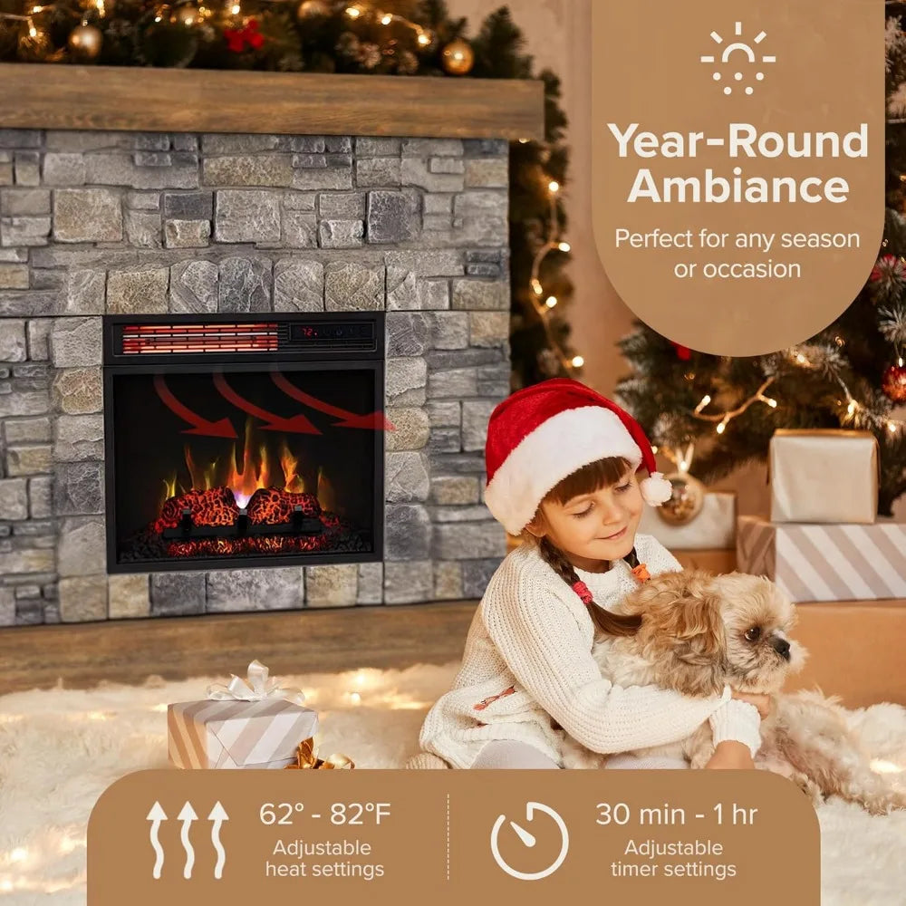 Electric Fireplace Mantel With Life Like Flames And Logs