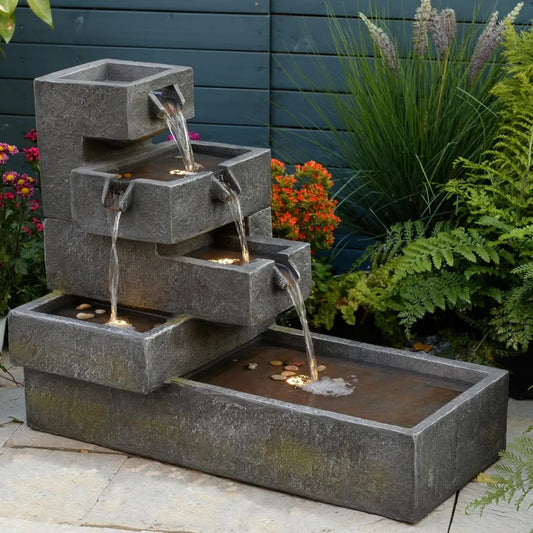 Tankana Tiered Water Fountain Outdoor Garden Waterfall Led